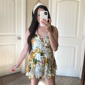 J-Roberts silky floral mini sleeveless romper S